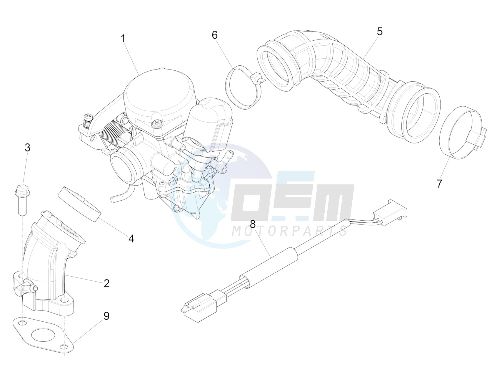 Carburettor, assembly - Union pipe blueprint