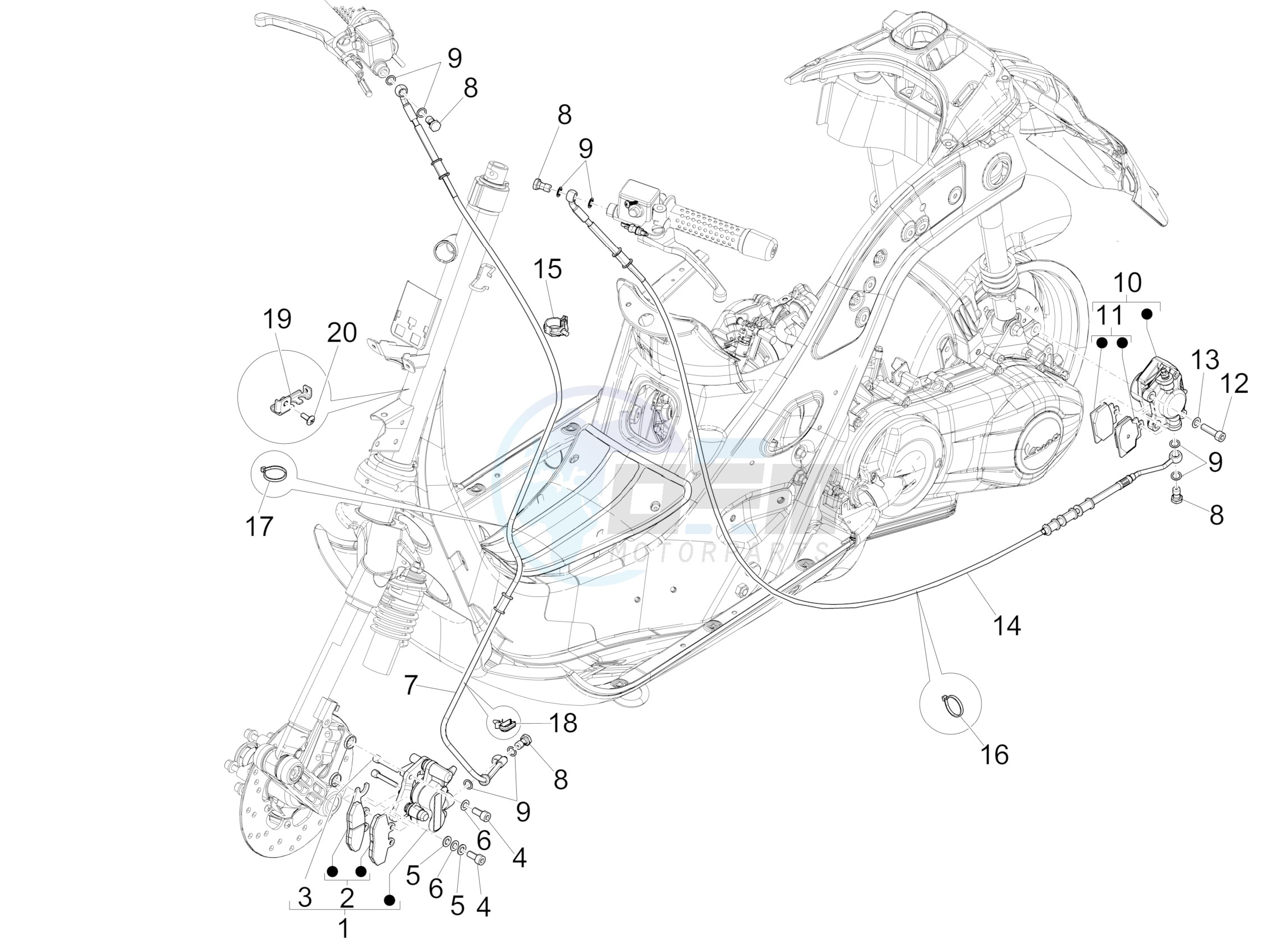 Brakes pipes - Calipers blueprint