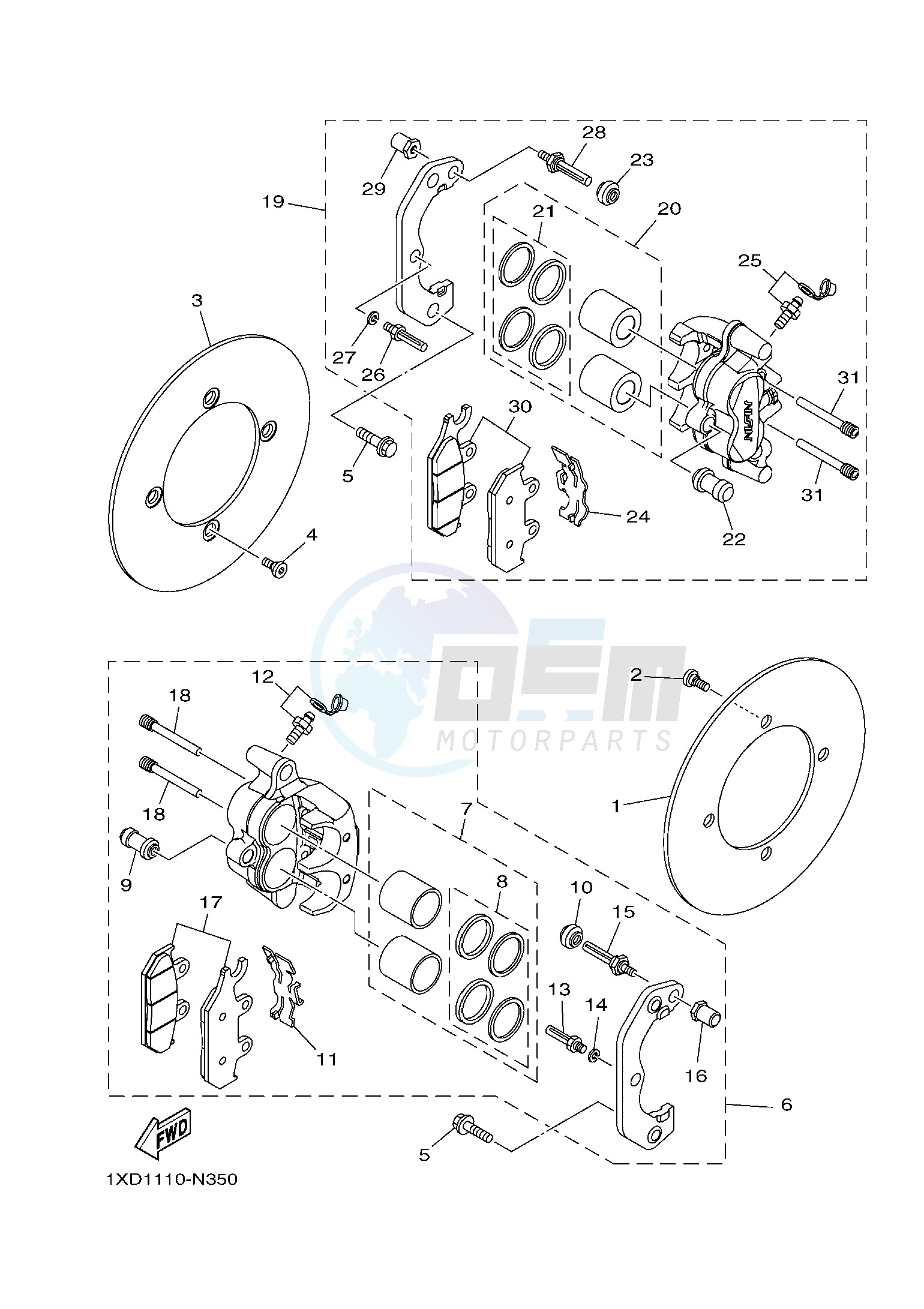 FRONT BRAKE CALIPER blueprint