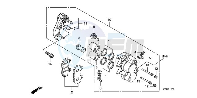 FRONT BRAKE CALIPER blueprint