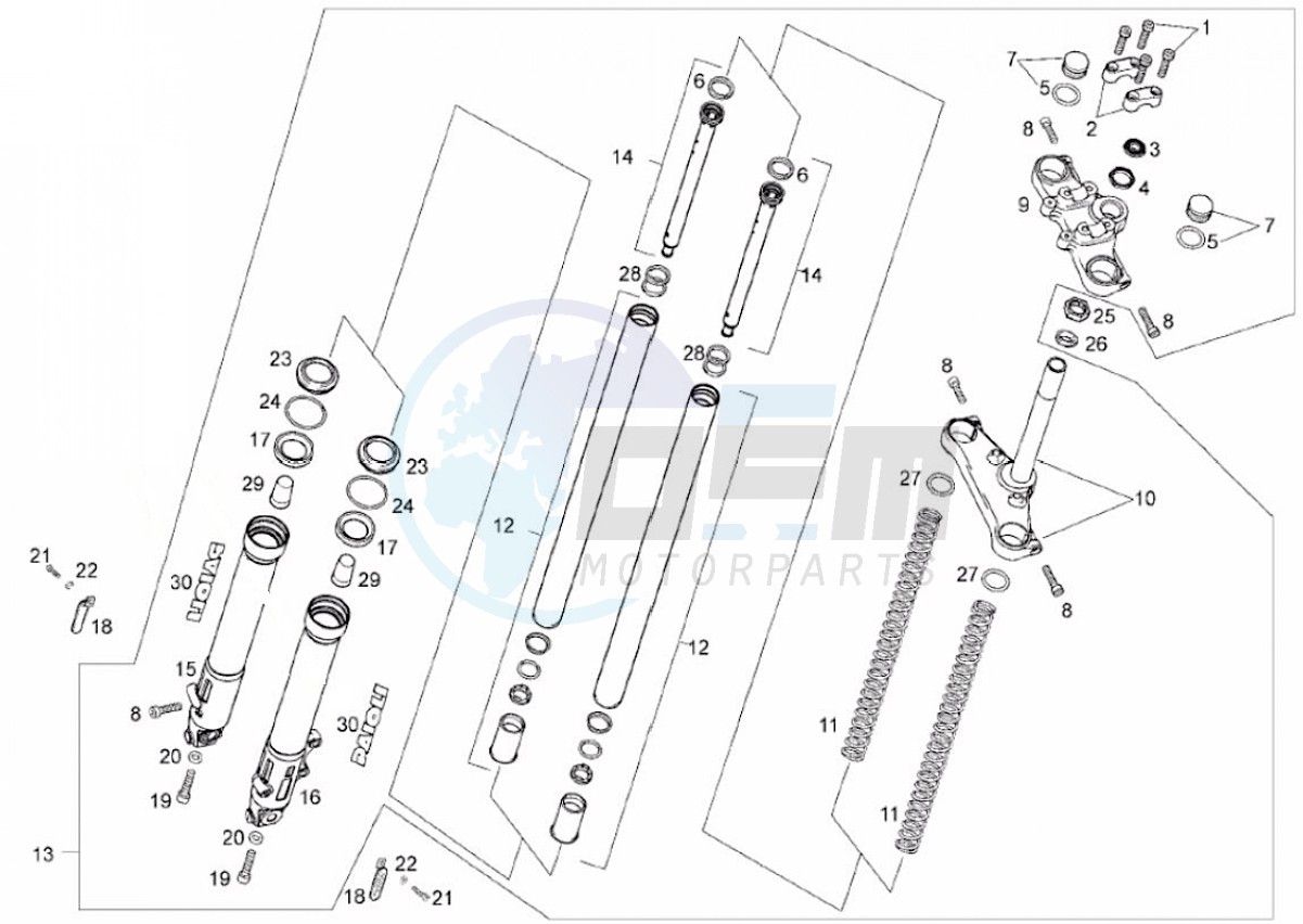 Front fork Paioli (Positions) blueprint