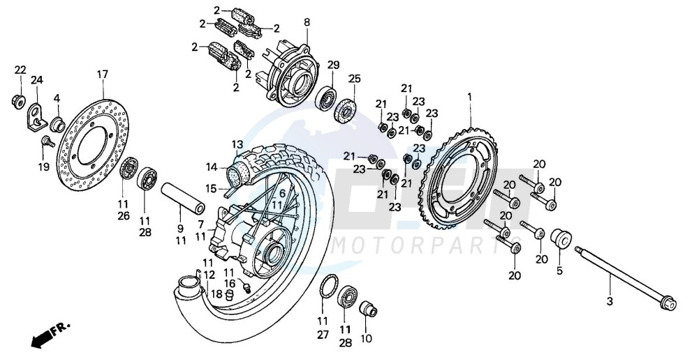 REAR WHEEL (XL600VM/VN/VP/VR) image