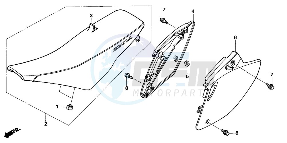 SEAT/SIDE COVER (CRF450R5,6,7,8) blueprint
