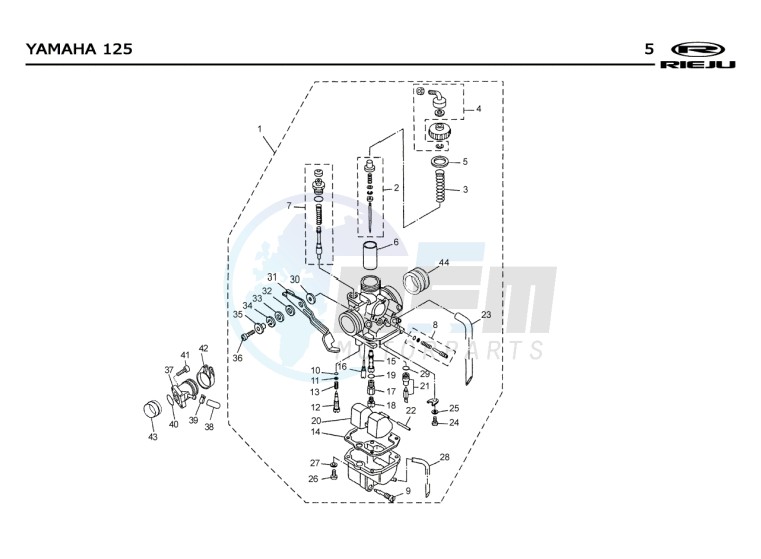 CARBURETTOR  Yamaha 125 4t Euro 2 blueprint