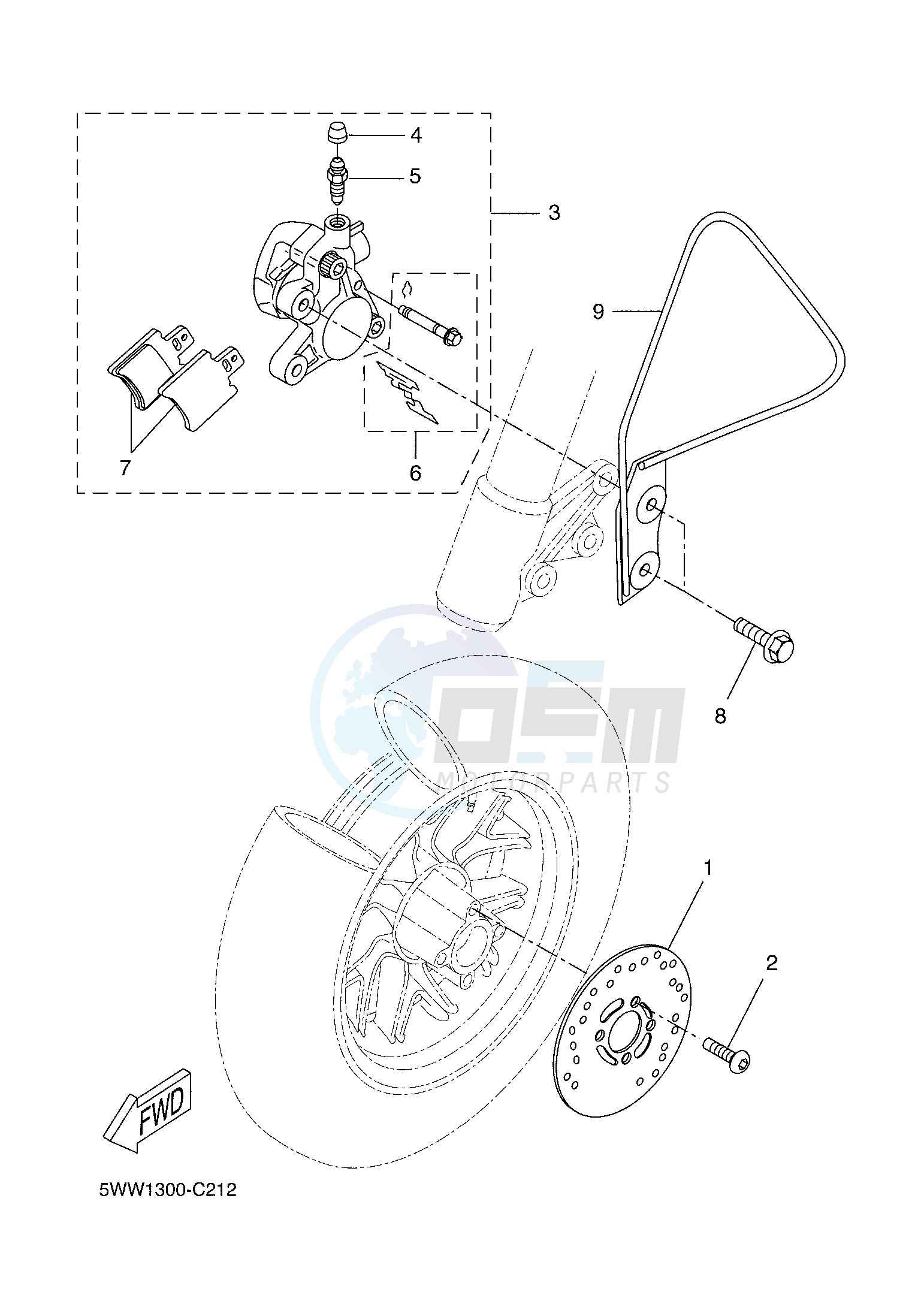 FRONT BRAKE CALIPER blueprint