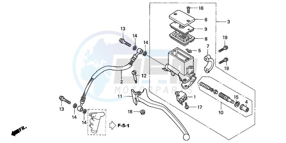 RR. BRAKE MASTER CYLINDER blueprint