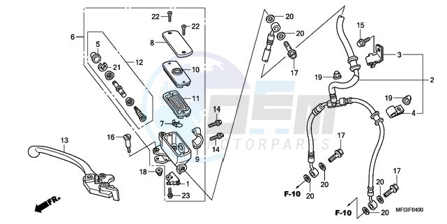 FR. BRAKE MASTER CYLINDER (CB600F/F3) blueprint