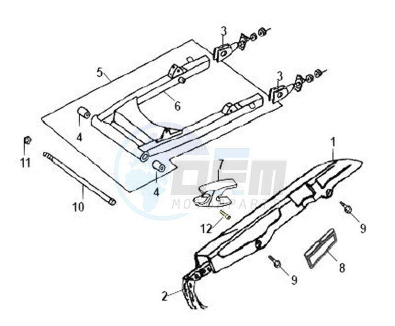 REAR FORK - CHAIN COVER blueprint