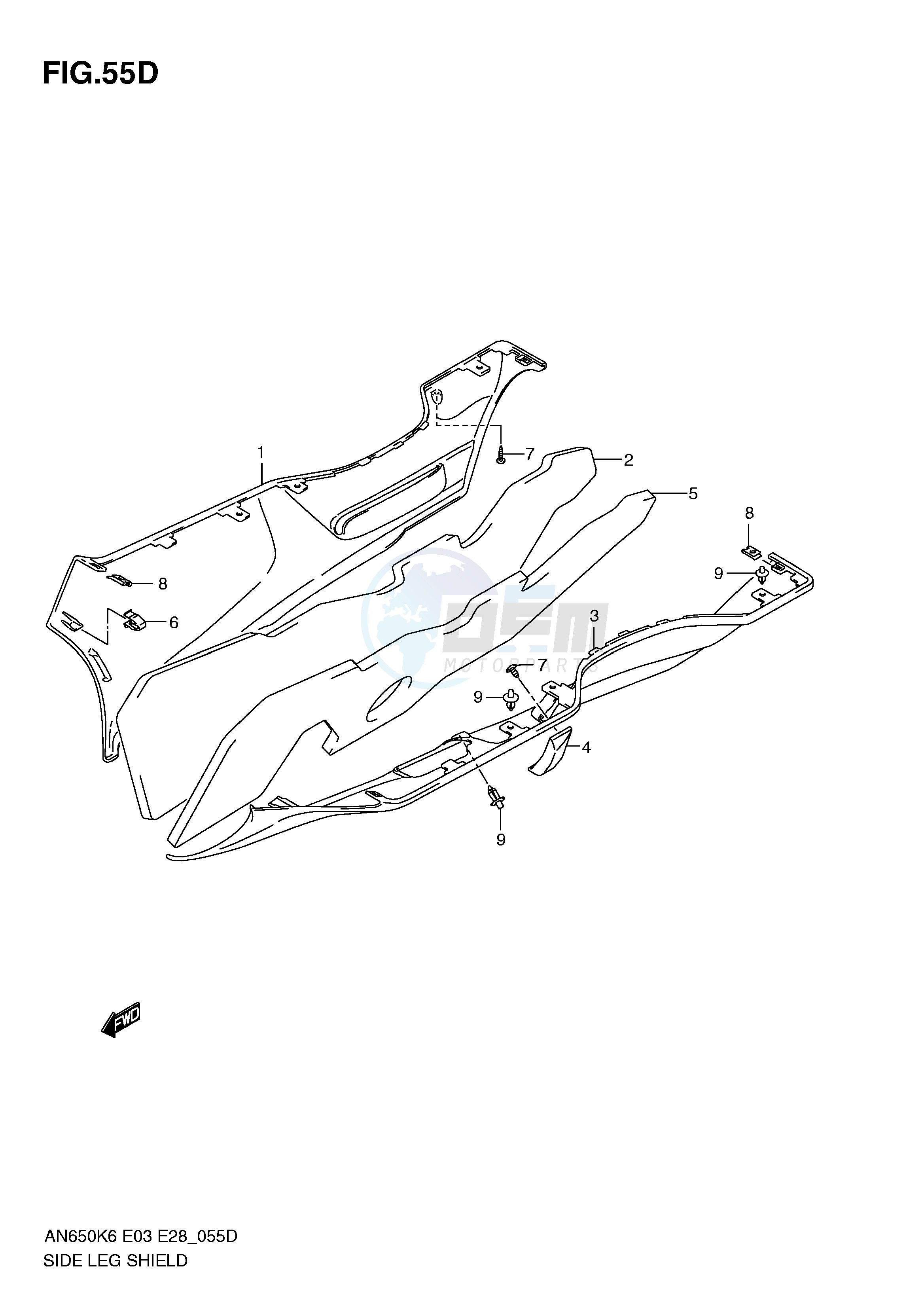 SIDE LEG SHIELD (MODEL AN650L0) blueprint