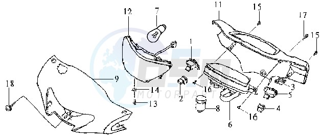 DASHBOARD - TAIL LIGHT - HANDLEBAR COVER blueprint