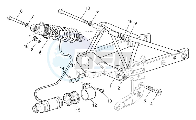 Swing arm and rear shock absorber image