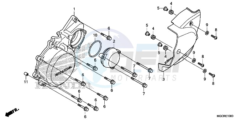 LEFT CRANKCASE COVER blueprint