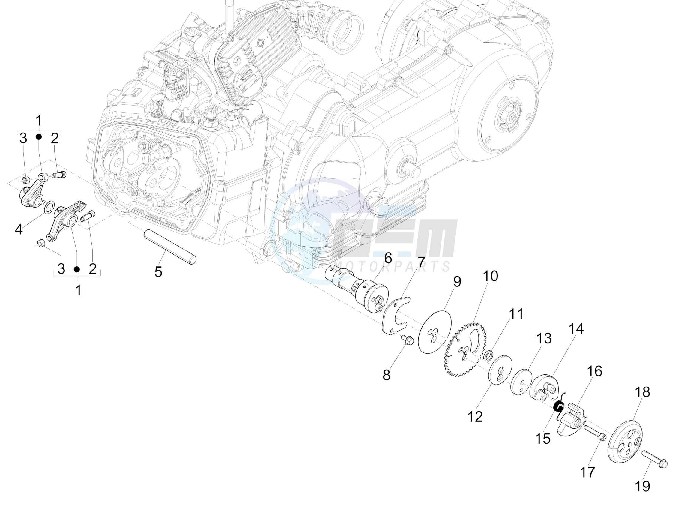 Camshaft - Rocking levers support unit blueprint