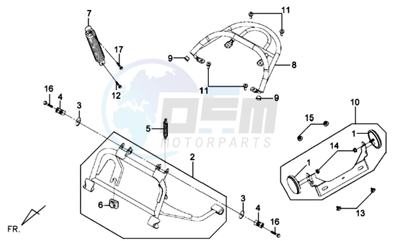 REAR LUGGAGE FRAME - CENTRAL STAND - REAR SUSPENSION blueprint