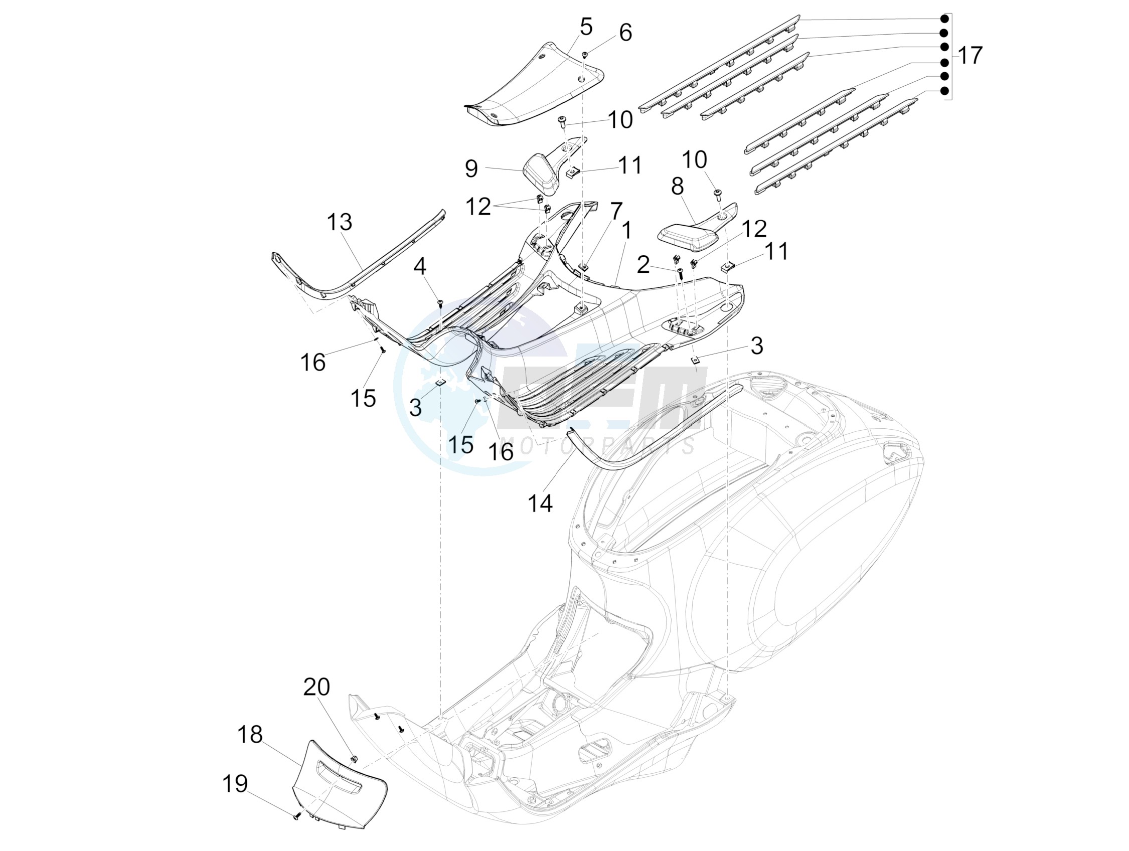 Central cover - Footrests image