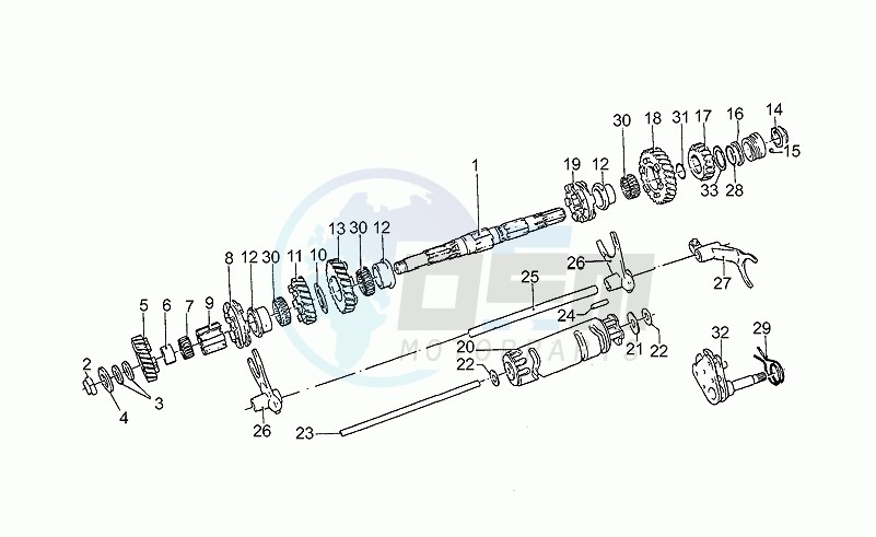 Secondary gear shaft 1991-d blueprint
