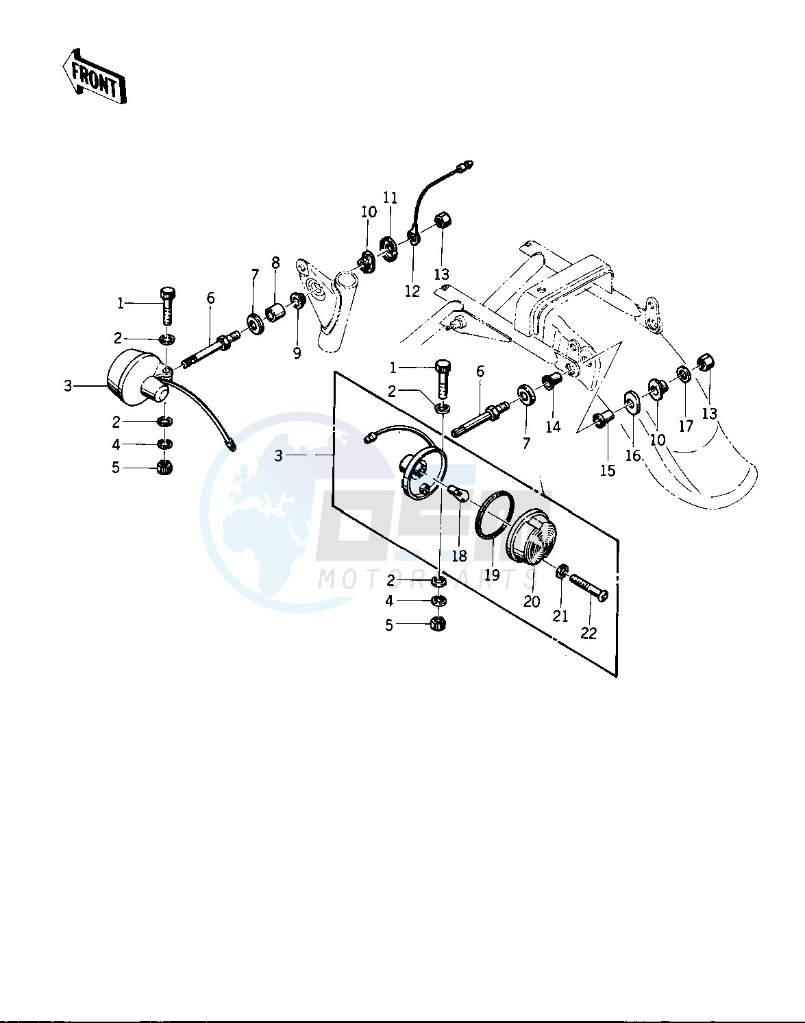 TURN SIGNALS -- 76 -77 KZ400 - D3_D4- - blueprint