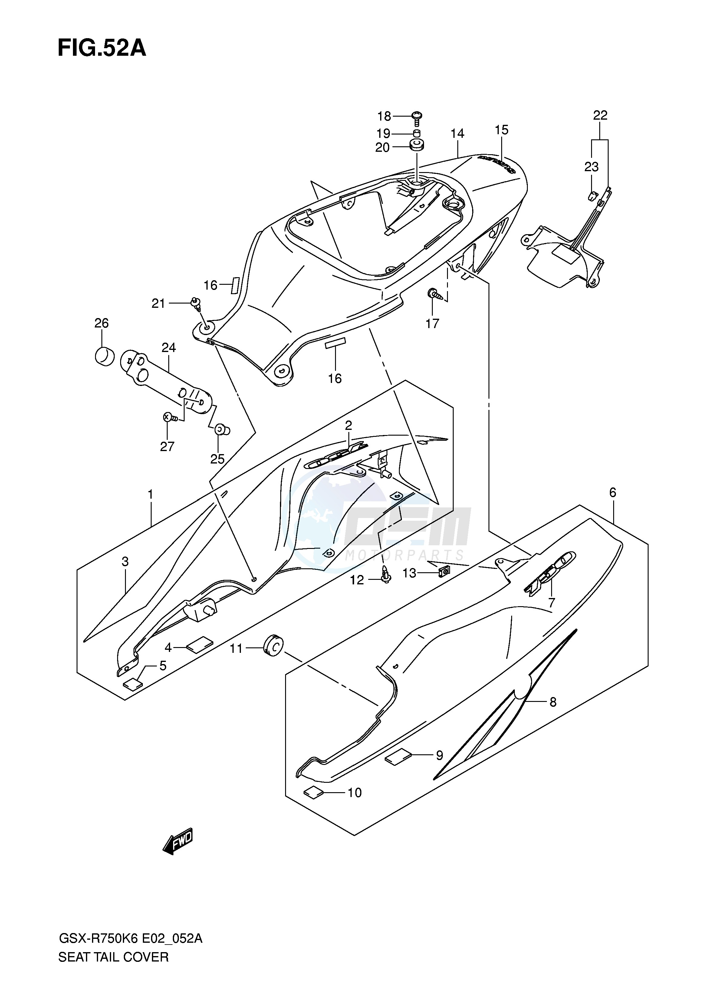 SEAT TAIL COVER (MODEL K7) blueprint