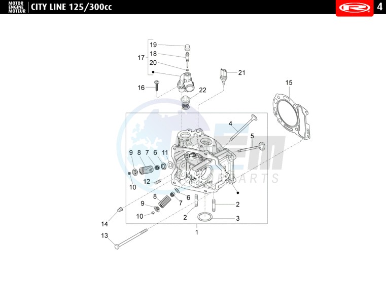 CYLINDER HEAD - VALVES  125 cc blueprint