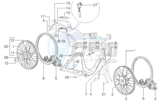 Fr. wheel-Re. wheel-Electics-electronics components blueprint