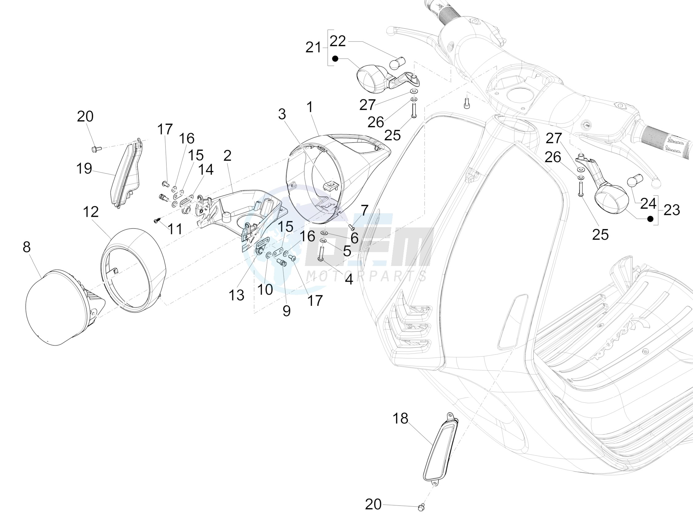 Front headlamps - Turn signal lamps blueprint