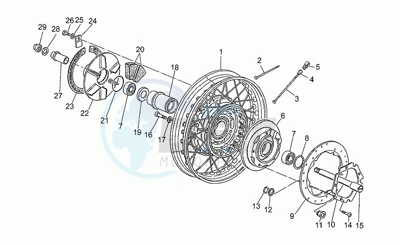 Rear wheel, spokes blueprint