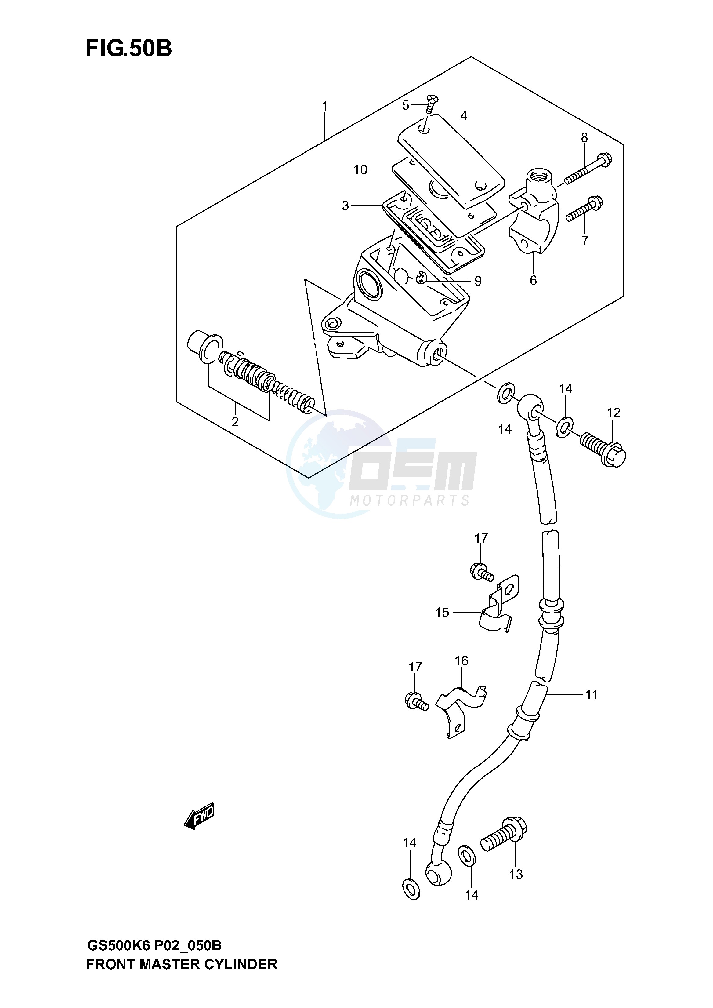 FRONT MASTER CYLINDER (GS500FK4 K5 K6 FUK4 K5 K6) blueprint