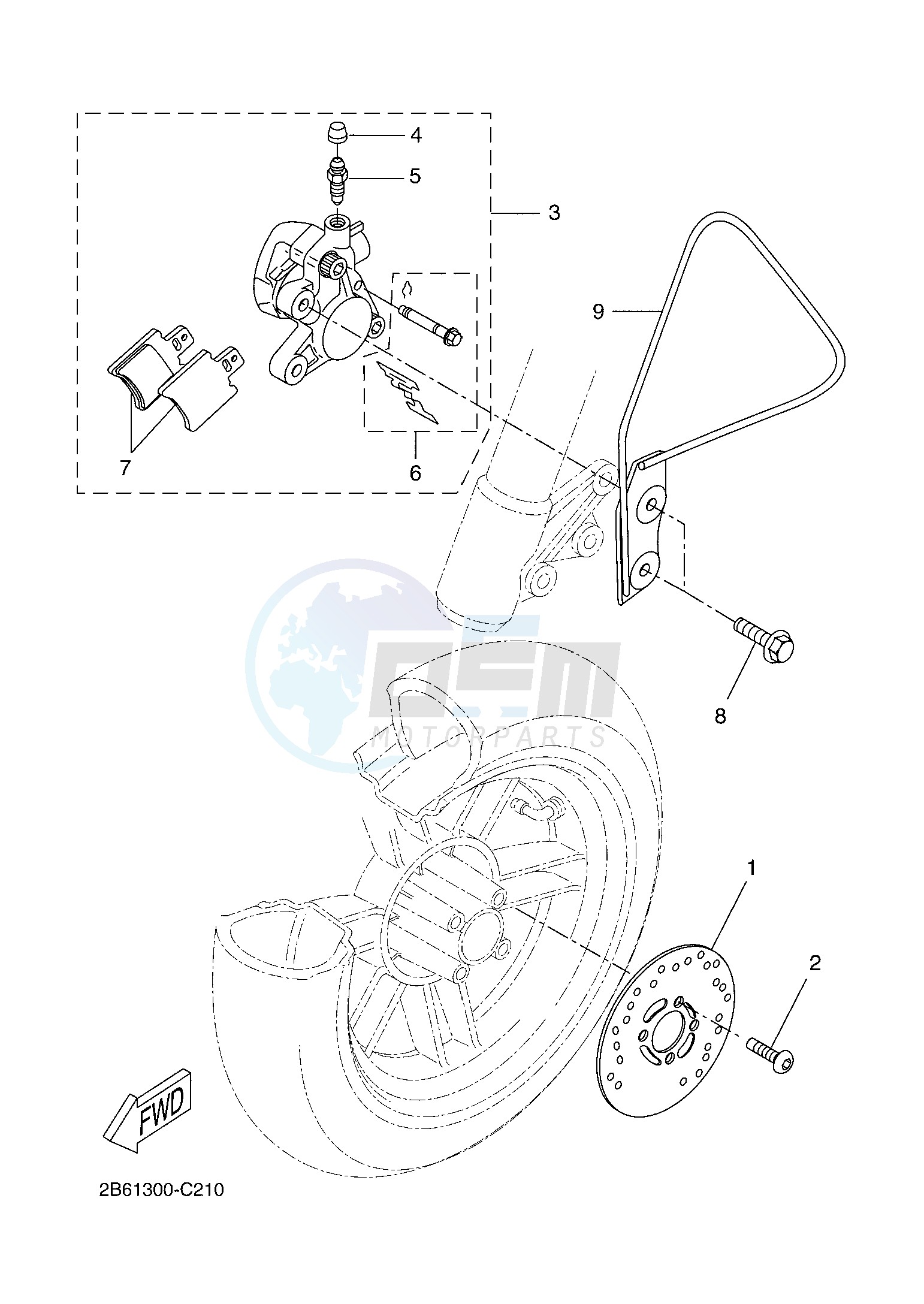 FRONT BRAKE CALIPER blueprint