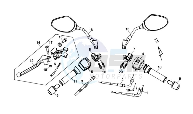 BRAKE LEVER / MIRRORS / CABLES blueprint