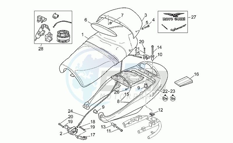 Saddle - rear fairing blueprint