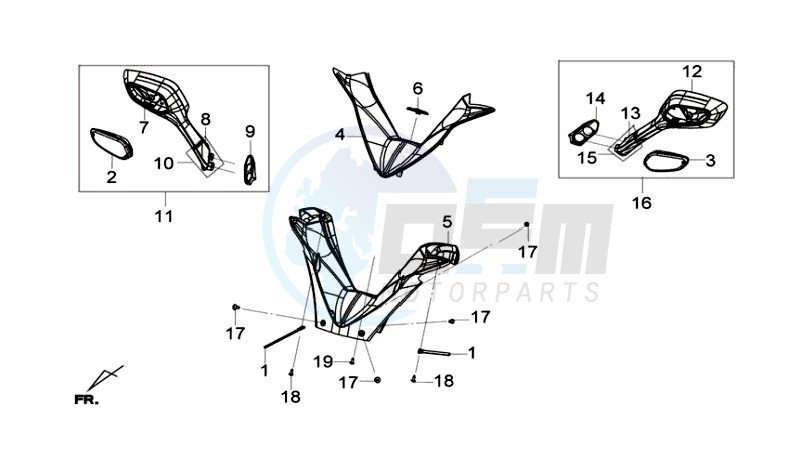 COWLING HANDLEBAR / MIRRORS L-R blueprint