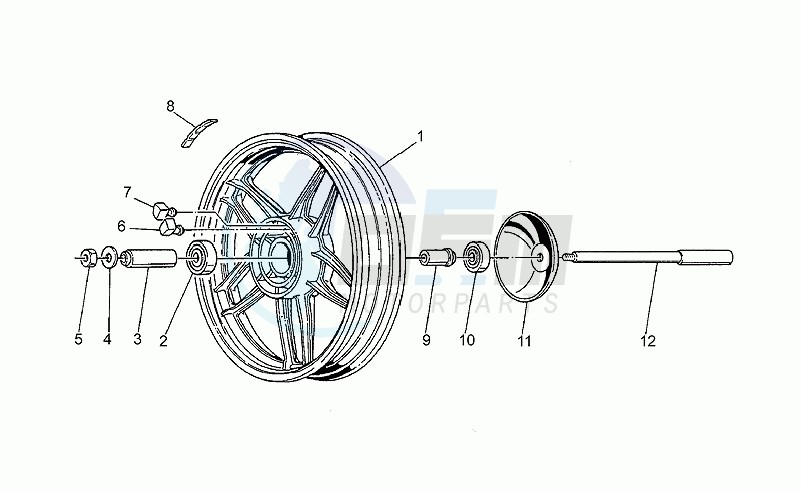 Rear wheel, alloy blueprint