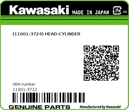 Product image: Kawasaki - 11001-3722 - (11001-3724) HEAD-CYLINDER 