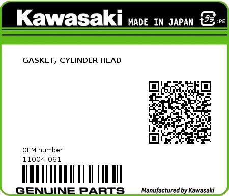 Product image: Kawasaki - 11004-061 - GASKET, CYLINDER HEAD  0
