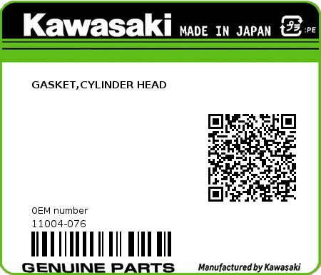 Product image: Kawasaki - 11004-076 - GASKET,CYLINDER HEAD 