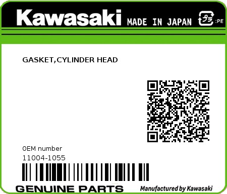 Product image: Kawasaki - 11004-1055 - GASKET,CYLINDER HEAD 