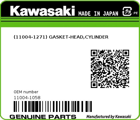 Product image: Kawasaki - 11004-1058 - (11004-1271) GASKET-HEAD,CYLINDER 