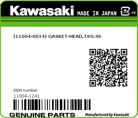 Product image: Kawasaki - 11004-1241 - (11004-0014) GASKET-HEAD,T=0.46 