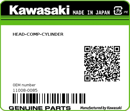 Product image: Kawasaki - 11008-0085 - HEAD-COMP-CYLINDER 