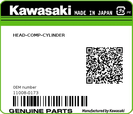 Product image: Kawasaki - 11008-0173 - HEAD-COMP-CYLINDER 