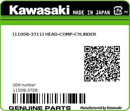 Product image: Kawasaki - 11008-3708 - (11008-3711) HEAD-COMP-CYLINDER 