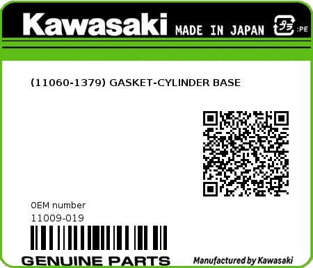 Product image: Kawasaki - 11009-019 - (11060-1379) GASKET-CYLINDER BASE  0