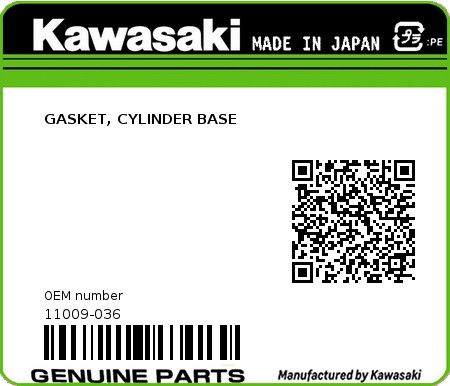 Product image: Kawasaki - 11009-036 - GASKET, CYLINDER BASE  0