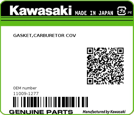 Product image: Kawasaki - 11009-1277 - GASKET,CARBURETOR COV  0