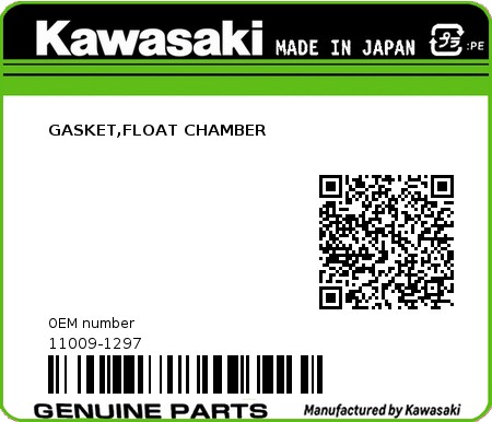 Product image: Kawasaki - 11009-1297 - GASKET,FLOAT CHAMBER 