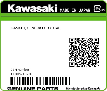 Product image: Kawasaki - 11009-1328 - GASKET,GENERATOR COVE 