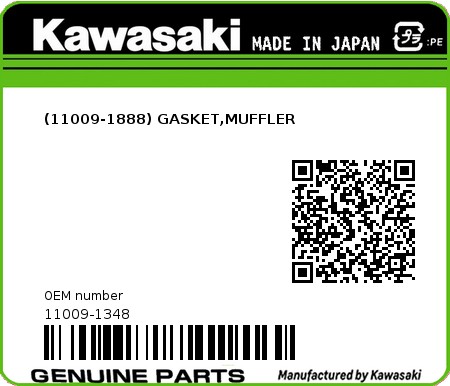 Product image: Kawasaki - 11009-1348 - (11009-1888) GASKET,MUFFLER 