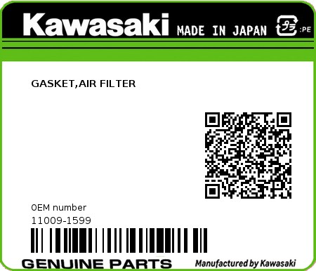 Product image: Kawasaki - 11009-1599 - GASKET,AIR FILTER 