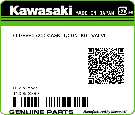 Product image: Kawasaki - 11009-3789 - (11060-3723) GASKET,CONTROL VALVE 