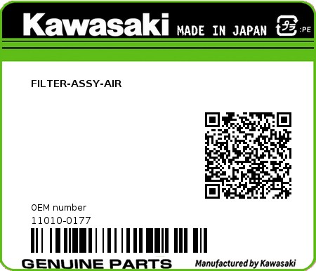 Product image: Kawasaki - 11010-0177 - FILTER-ASSY-AIR  0